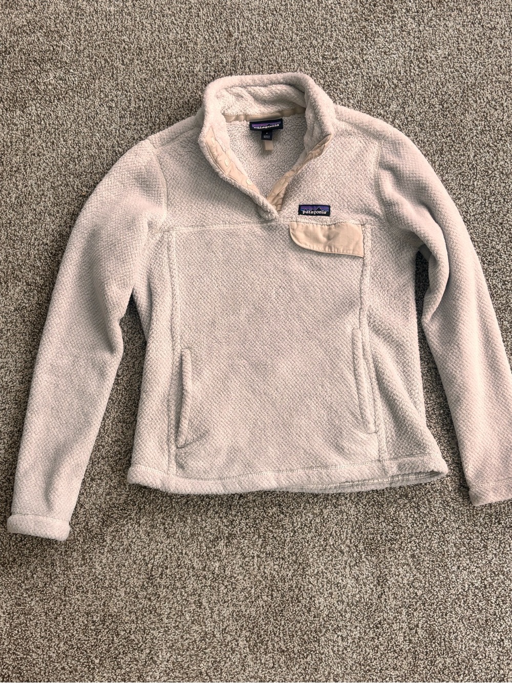 Patagonia Cream Sherpa Fleece Snap-Front Pullover